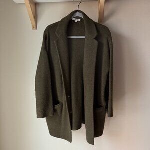 Madewell Laguna Stitch Wool Blend Sweater Coat Olive Green